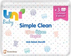 Uni Baby Simple Clean 52 Yaprak 3'lü Paket Islak Mendil - Uni Baby
