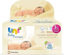 Uni Baby Yenidoğan 40 Yaprak 3'lü Paket Islak Mendil - Uni Baby