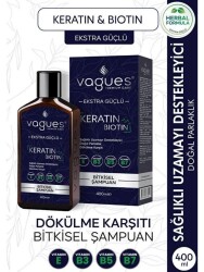 Vagues Keratin Biotin10 Bitki 4 Vitamin İçeren Saç Dökülmesine Karşı Etkili Bitkisel Şampuan 400 ML - Vegaus