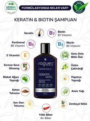 Vagues Keratin Biotin10 Bitki 4 Vitamin İçeren Saç Dökülmesine Karşı Etkili Bitkisel Şampuan 400 ML - 3