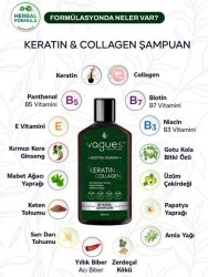 Vagues Keratin Collagen Ekstra Onarım Dökülme Karşıtı Hızlı Uzama Etkili Bitkisel Şampuan 400 ML - 3