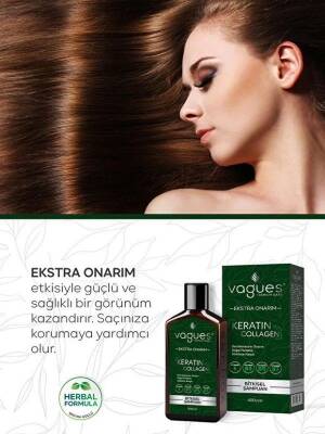 Vagues Keratin Collagen Ekstra Onarım Dökülme Karşıtı Hızlı Uzama Etkili Bitkisel Şampuan 400 ML - 4