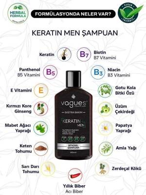Vagues Keratin Men Kepek Ve Dökülme Karşıtı Bitkisel Şampuan 400 ML - 3