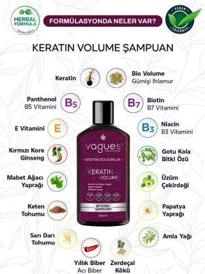 Vagues Keratin Volume Ekstra Dolgun Hacimli Saçlar İçin Bitkisel Şampuan 400 ML - 3