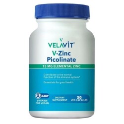 Velavit V-Zinc Picolinate 15 mg Elemental Çinko 30 Kapsül - 1