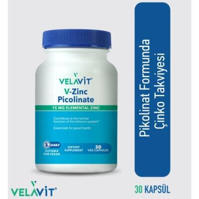 Velavit V-Zinc Picolinate 15 mg Elemental Çinko 30 Kapsül - 2