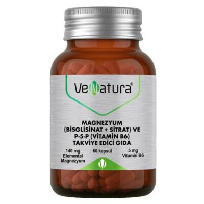 Venatura Magnezyum Bisglisinat Sitrat ve P-5-P Vitamin B6 60 Kapsül - 1