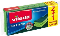 Vileda Ultra Fresh Antibakteriyel Oluklu Bulaşık Süngeri 2+1 - 