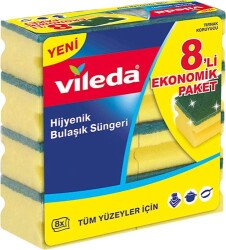 Vileda Yeşil Oluklu 8 li Bulaşık Süngeri - 